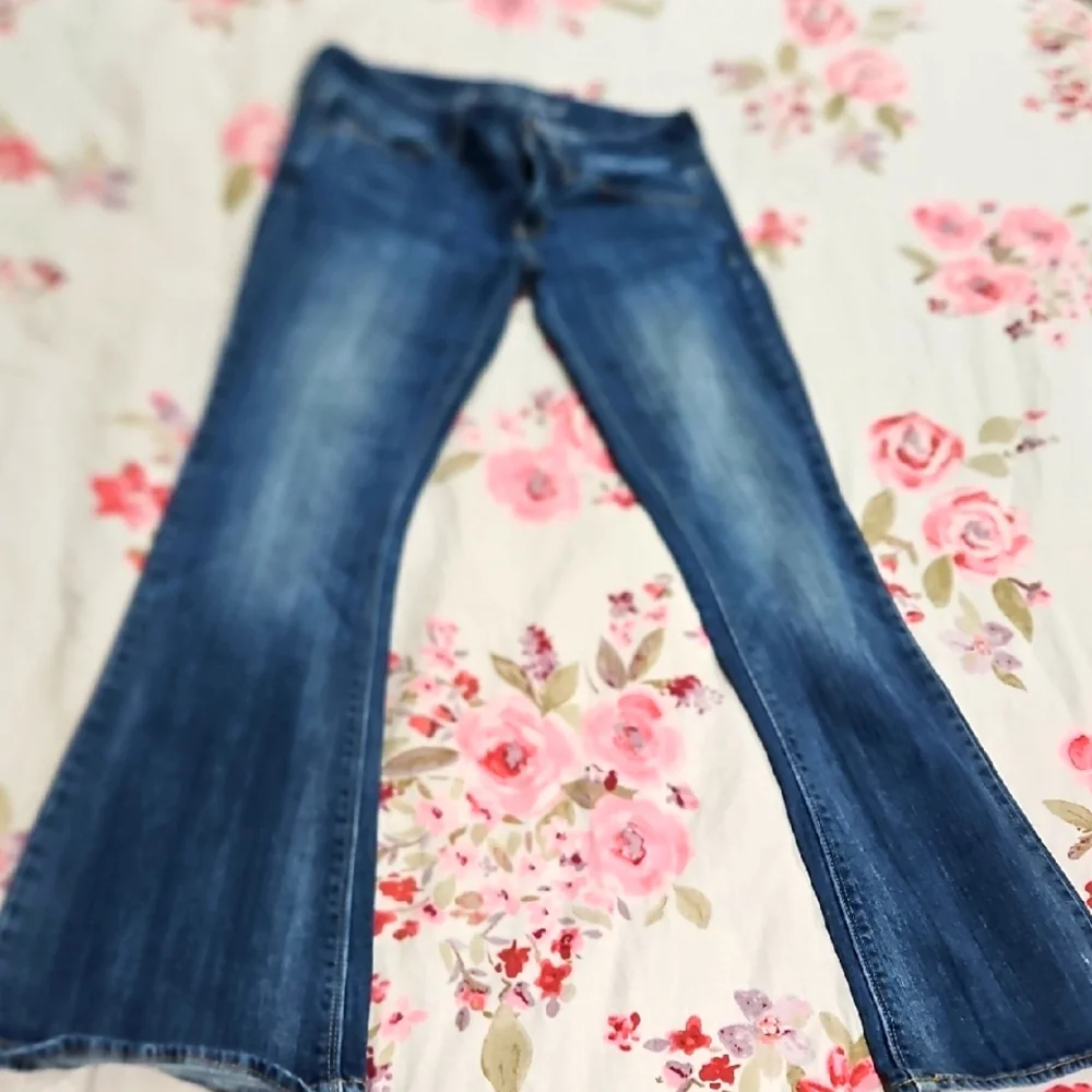 American Eagle Blue Flare Wide Leg Jeans SIZE 2 ARTIST - Picture 1 of 5